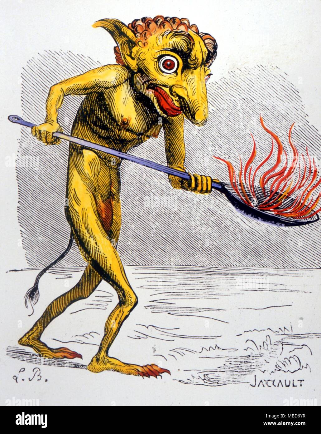 - Ukobach demonio que atiza las llamas del infierno. De Collin de Plancy's Dictionnaire Infernal - 1863 edition Foto de stock