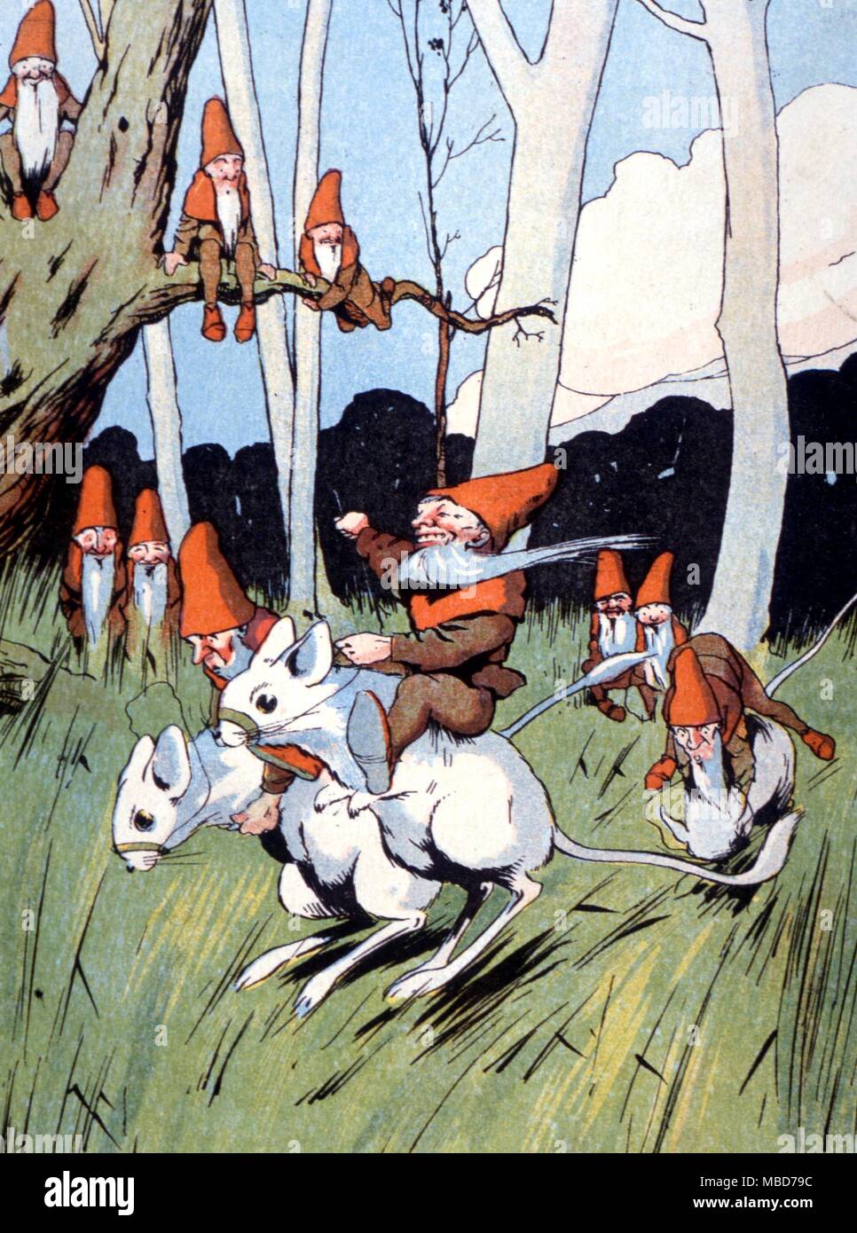 Duendes y gnomos - El gnome o elemental de tierra - La carrera de F. Roberts 1920 Foto de stock