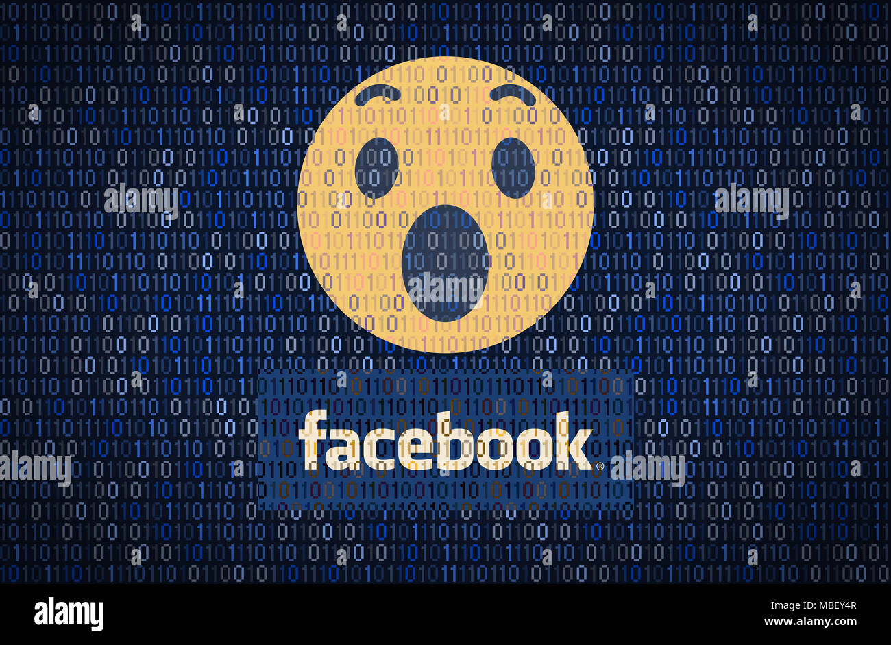 GALATI, Rumania - 10 de abril de 2018: datos de Facebook cuestiones de seguridad y privacidad. Concepto de encriptación de datos Foto de stock