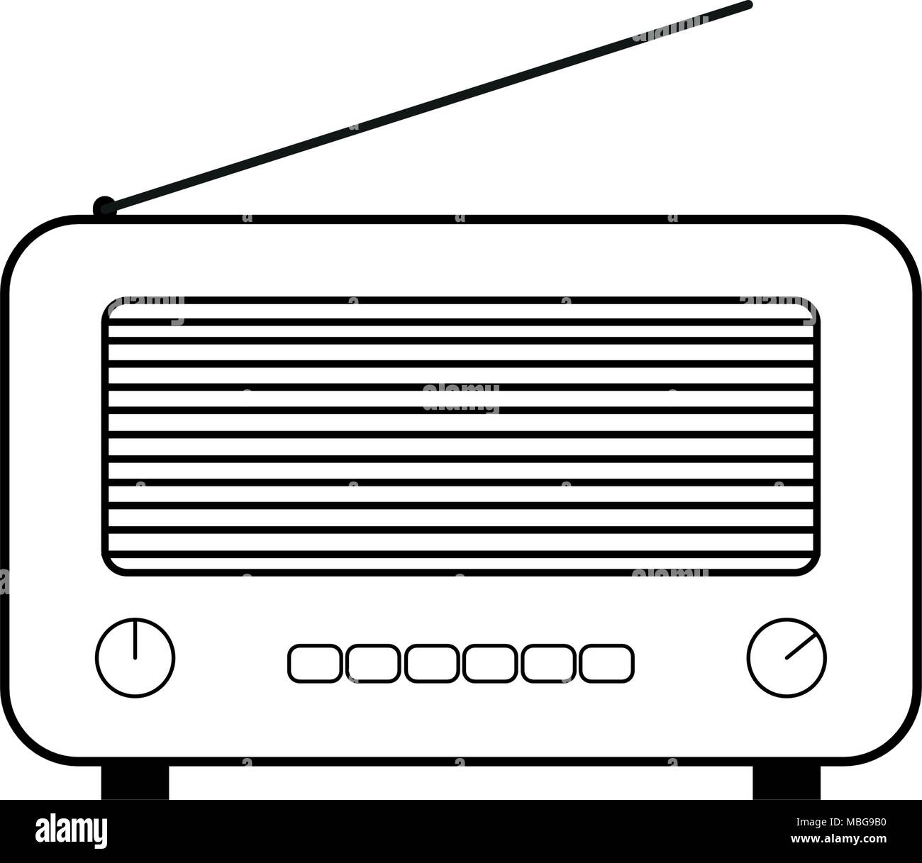 Antiguo y estilo retro radio. Estilo plano de dibujo vectorial. Icono y  símbolo de la radio Imagen Vector de stock - Alamy