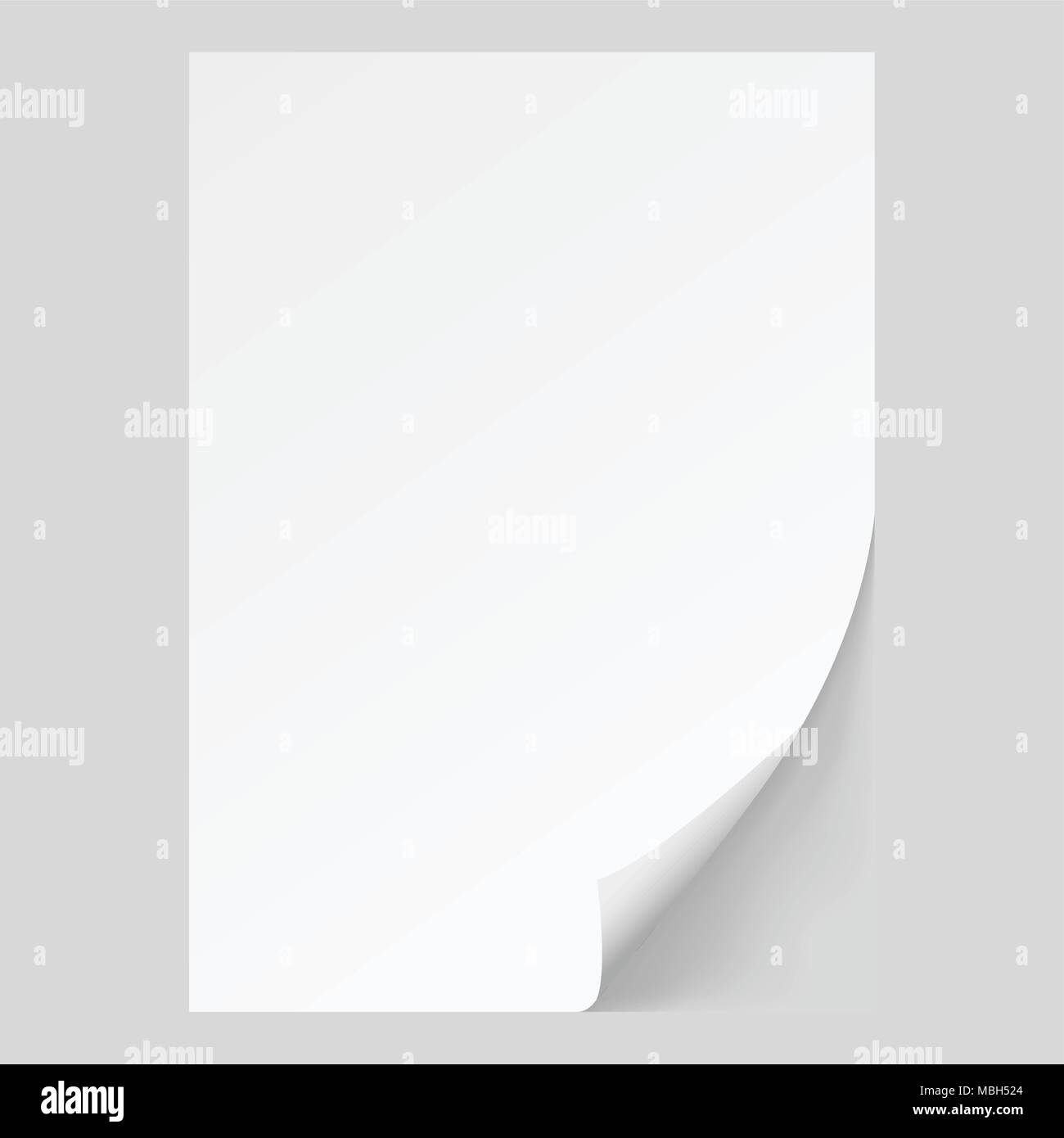 La hoja blanca de papel.realista sobre fondo blanco vectoriales EPS10