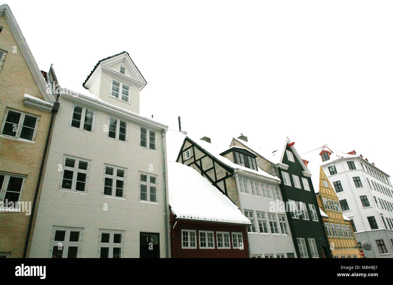 Coloridas casas en Christianshavn, Dinamarca, Copenhague Foto de stock