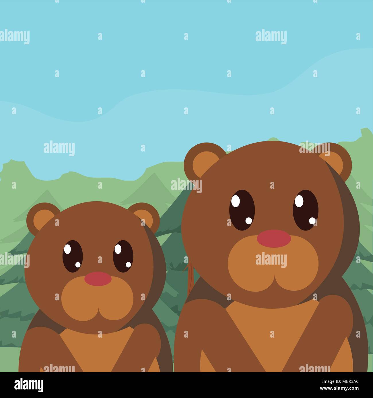 Familia de osos bonitos animales dibujos animados Imagen Vector de stock -  Alamy