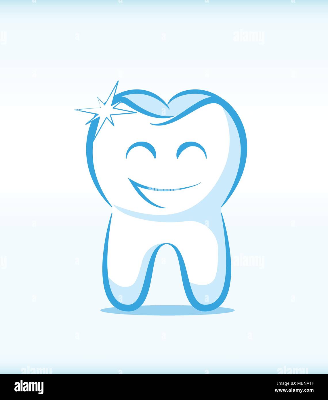 Gracioso diente sano carácter vectorial Ilustración del Vector