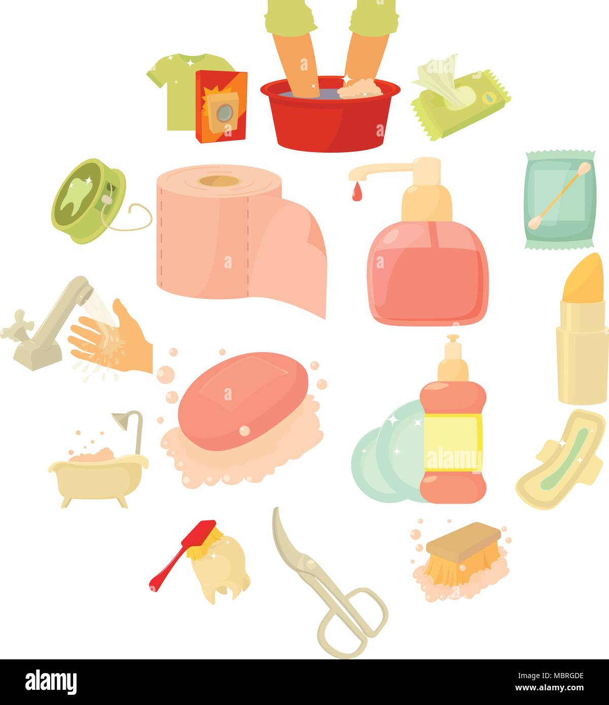 Iconos De Limpieza Higiene Estilo De Dibujos Animados Ilustracion