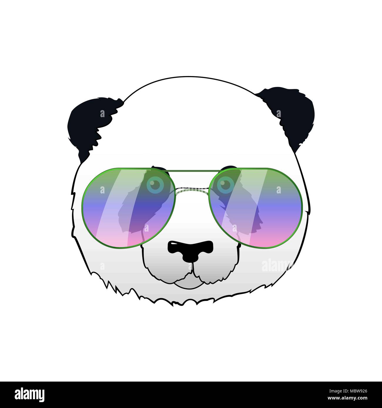 Panda dibujados a mano en gafas de sol. Ilustración vectorial hipster oso  panda. Retrato con espejo gafas de sol Imagen Vector de stock - Alamy