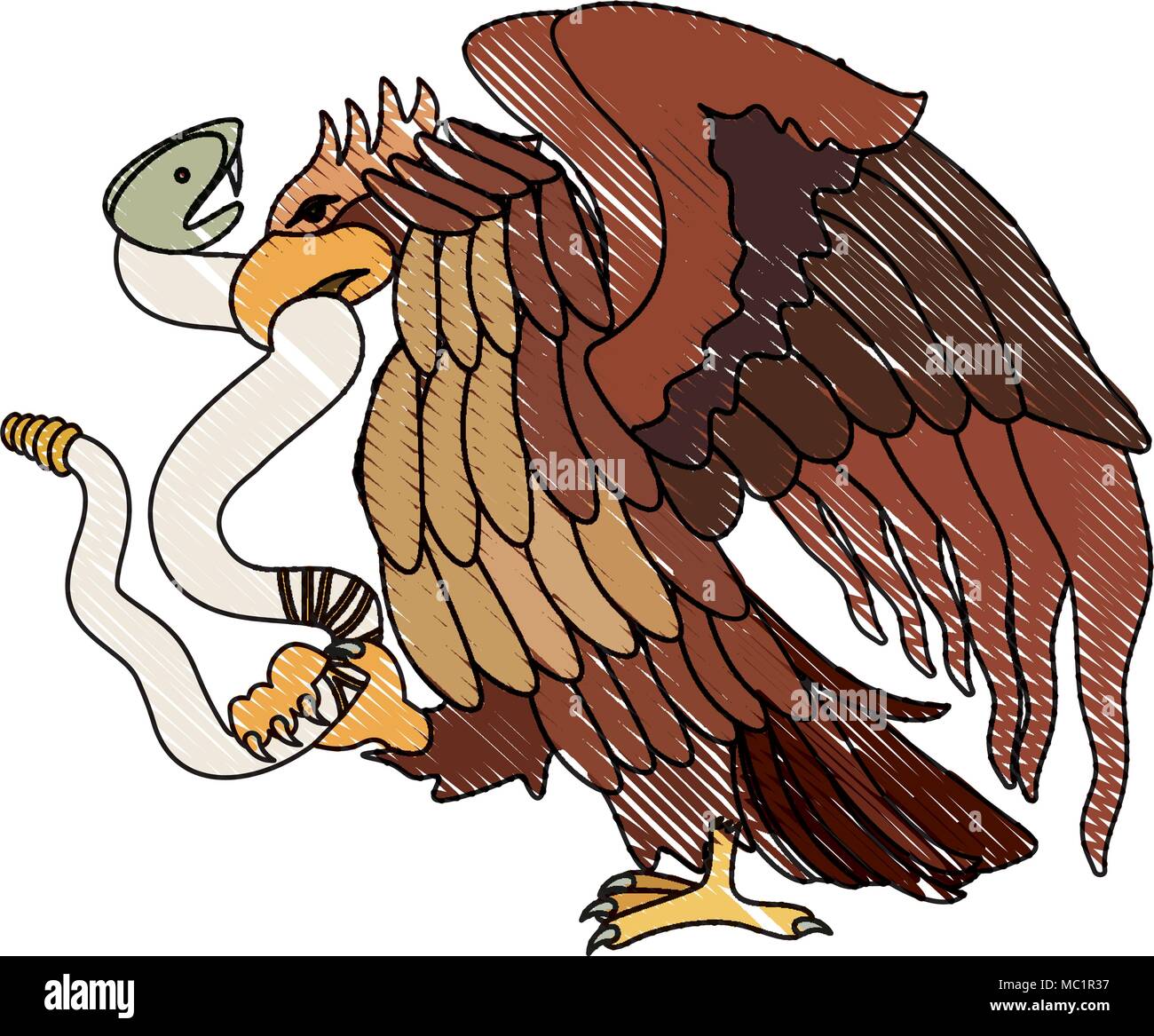 Águila devorando la serpiente emblema mexicano Imagen Vector de stock -  Alamy