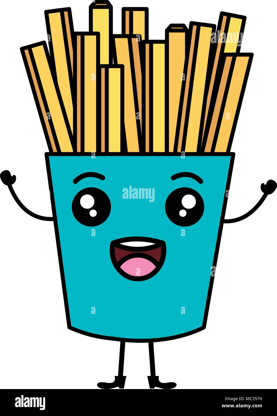 Patatas fritas kawaii personaje Imagen Vector de stock - Alamy