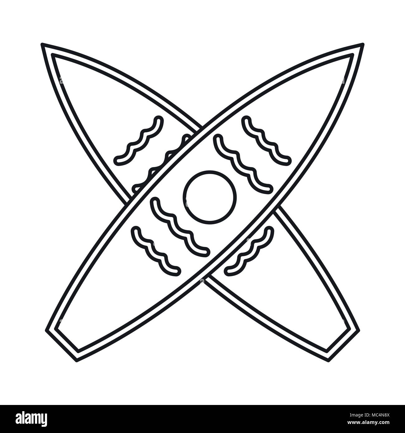 Dos tablas de surf icon, el estilo de esquema Imagen Vector de stock