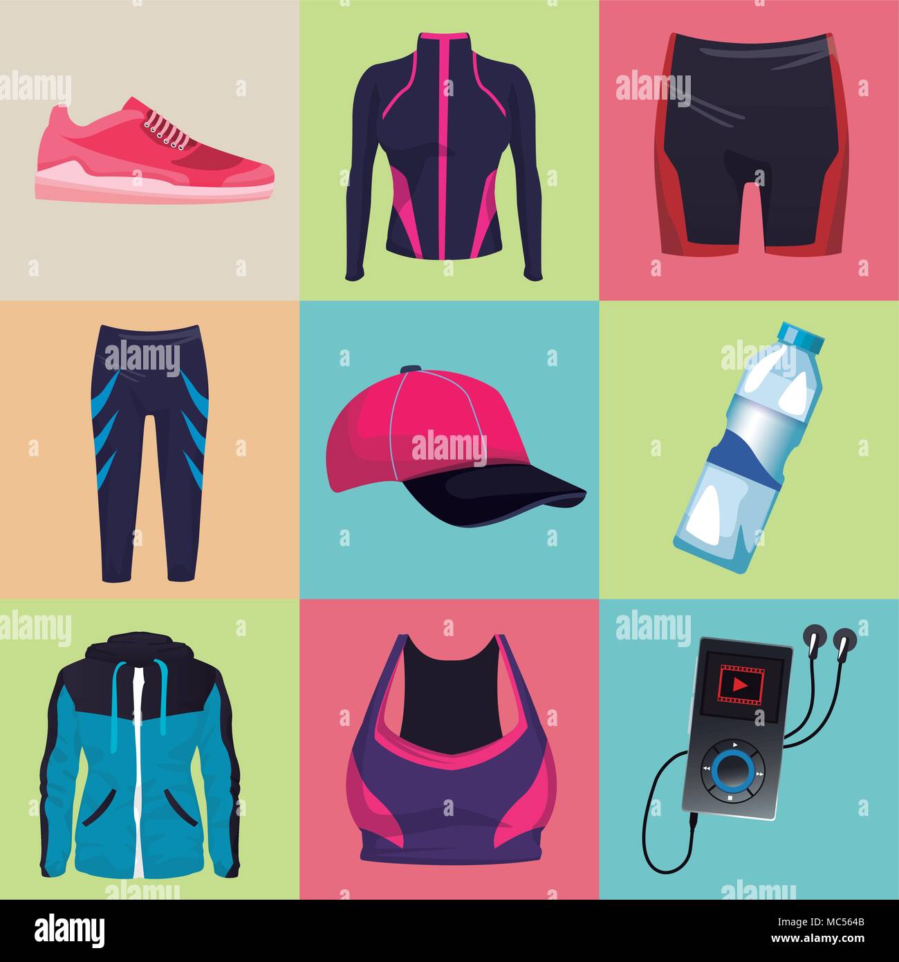 Conjunto de colección de ropa deportiva Imagen Vector de stock - Alamy