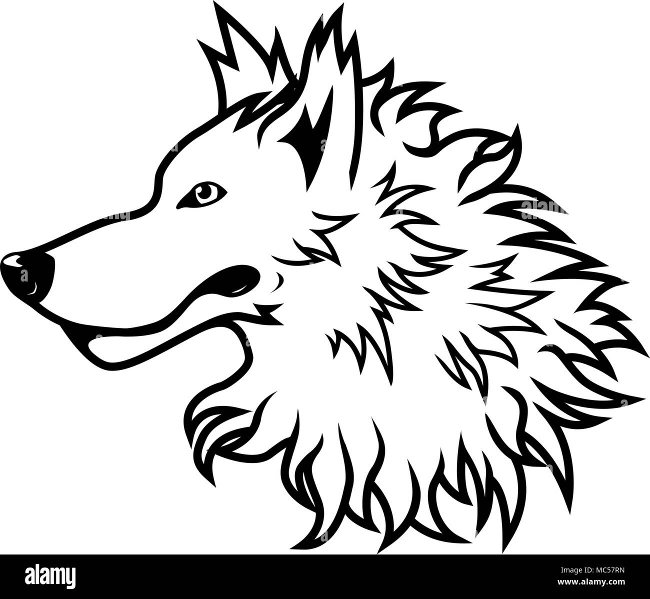 Blanco y negro vectorial el dibujo de la cabeza del lobo Imagen Vector de  stock - Alamy