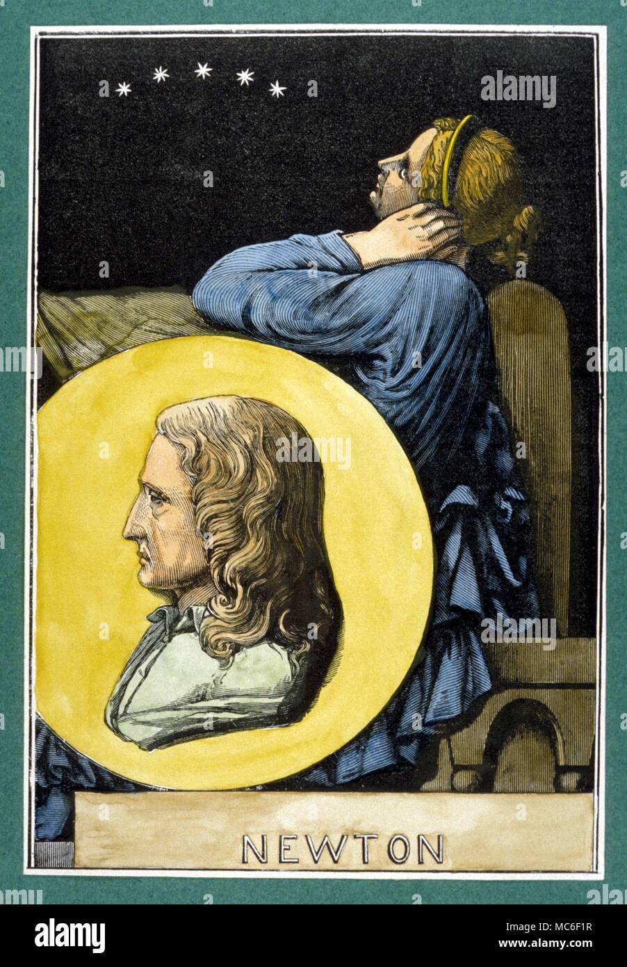 Ocultista Isaac Newton, que además de ser un científico estaba interesado en prophey y alquimia Foto de stock