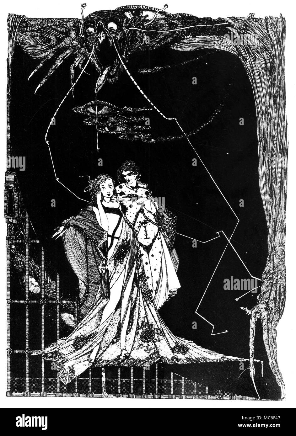 Fausto y Gretchen - Ilustración por Harry Clarke a Goethe 'Faust', 1925 Foto de stock