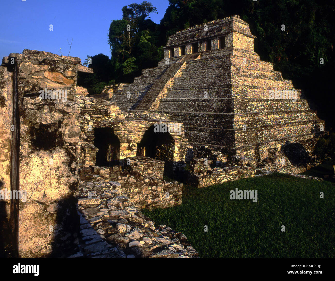 Arqueologia Mexicana Piramide De Palenque Templo De Las Inscripciones Construido A Finales Te Del Septimo Siglo En 1951 Se Descubrio Una Cripta Secreta En El Interior Con Seis Esqueletos Y Un Septimo Que