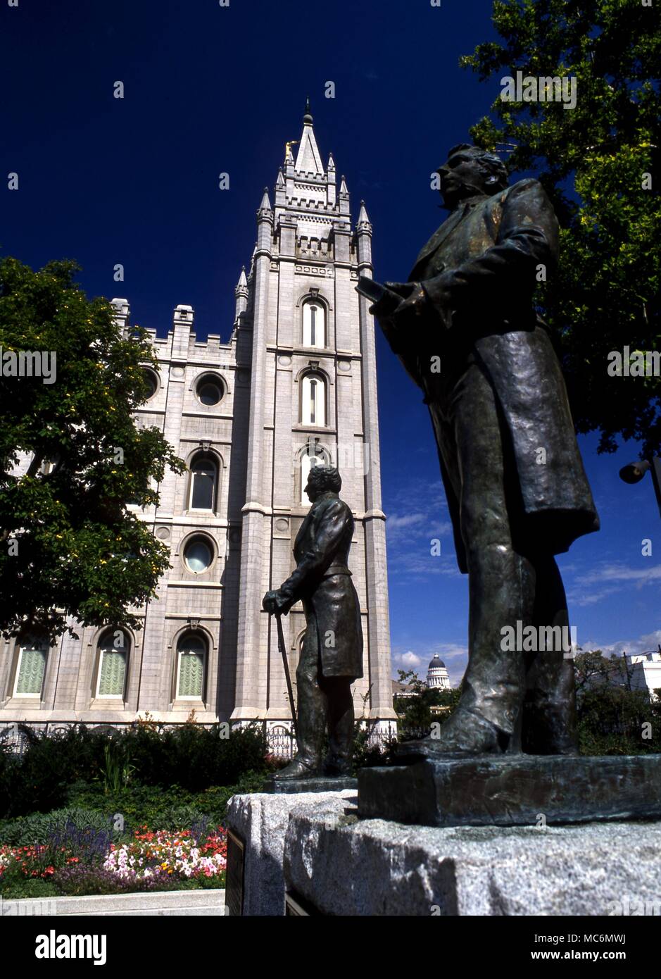 Los mormones, Joseph Smith. El profeta Smith, nacido el 23 de diciembre de 1805, fue asesinado el 27 de junio de 1844. Estatua en razón del Templo de Salt Lake City. Foto de stock