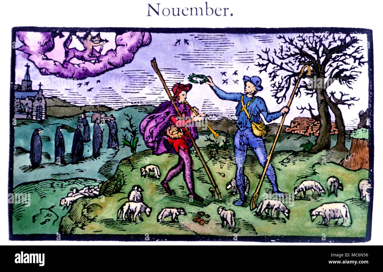 Los signos del zodíaco Sagitario el jinete de Saagittarius del mes de noviembre de 1579 Foto de stock