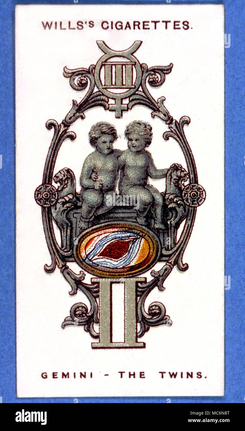 Los signos zodiacales Géminis Cigaratte tarjeta de la serie de Lucky Charms  con la imagen de Géminis y gem Fotografía de stock - Alamy