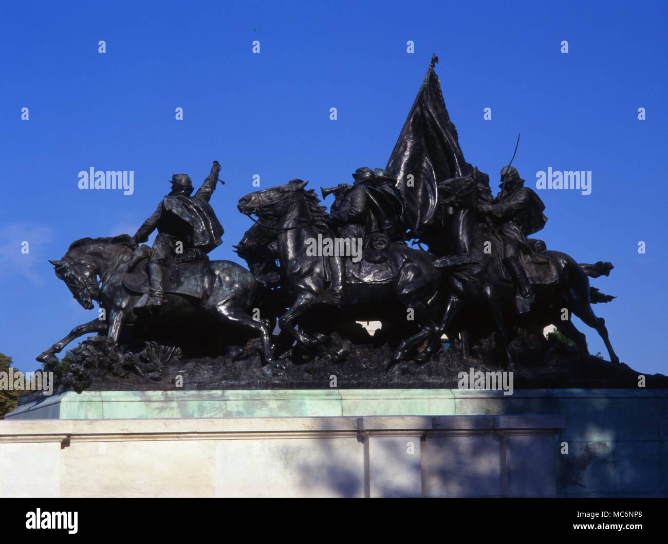 La Asamblea Ulysss S. Grant memorial, al extremo este del Mall, como esculpida por Henry Shrady Merwin. Este detalle muestra la caballería. Foto de stock