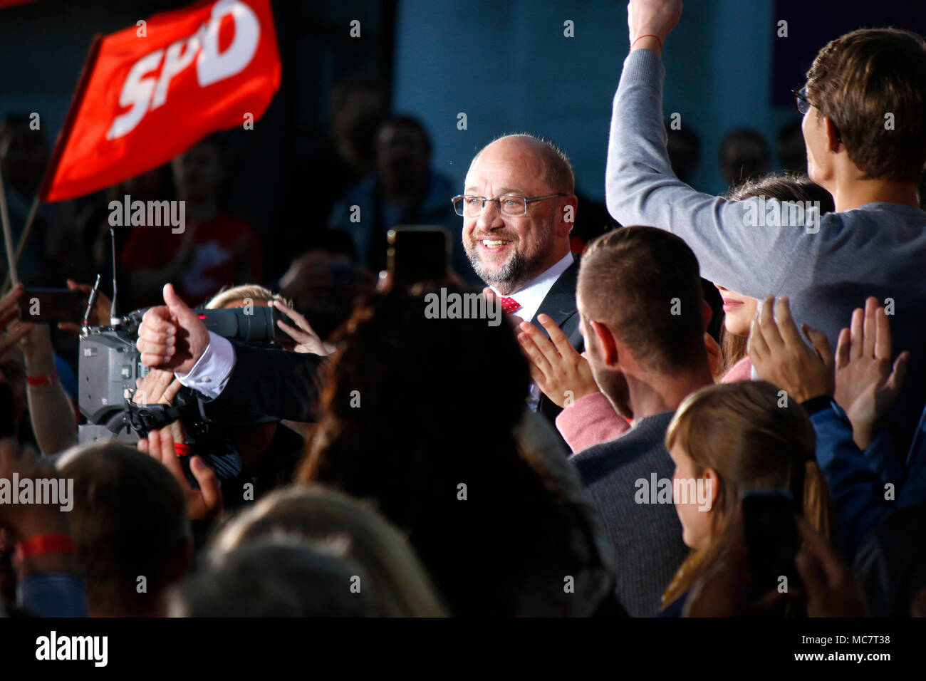 Martin Schulz - wahlkampfauftritt des kanzlerkandidaten der spd, Gendarmenmarkt, 12. de septiembre de 2017, berlín. Foto de stock