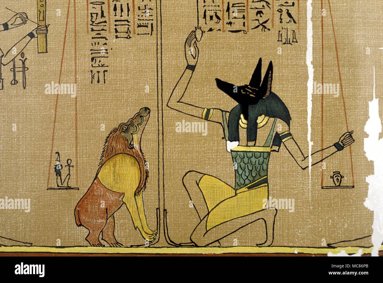 Monstruos: ANUBIS - Mitología egipcia del dios egipcio Anubis, con su  consiguiente demonio, el monstruo Amemit, 'El devorador', en el  Psychostasis o con un peso del corazón, del recientemente fallecido, un  ritual