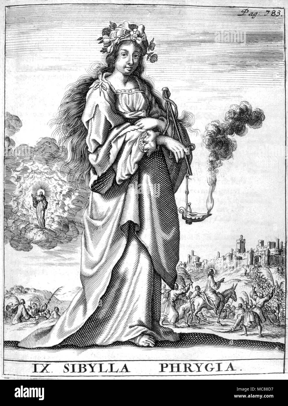 Las predicciones y la profecía de la Sibila Frigia forman la 1685 edición de Ámsterdam de 'Spiegel der Sibyllen' Foto de stock