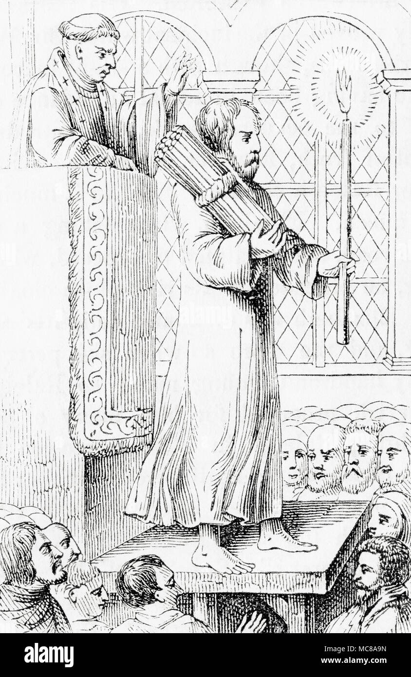 James Bainham hacer penitencia. James Bainham, murió el 1532. Abogado inglés y el reformador protestante, quemado como hereje en 1532. Desde Inglaterra vieja: un museo pictórico, publicado 1847. Foto de stock