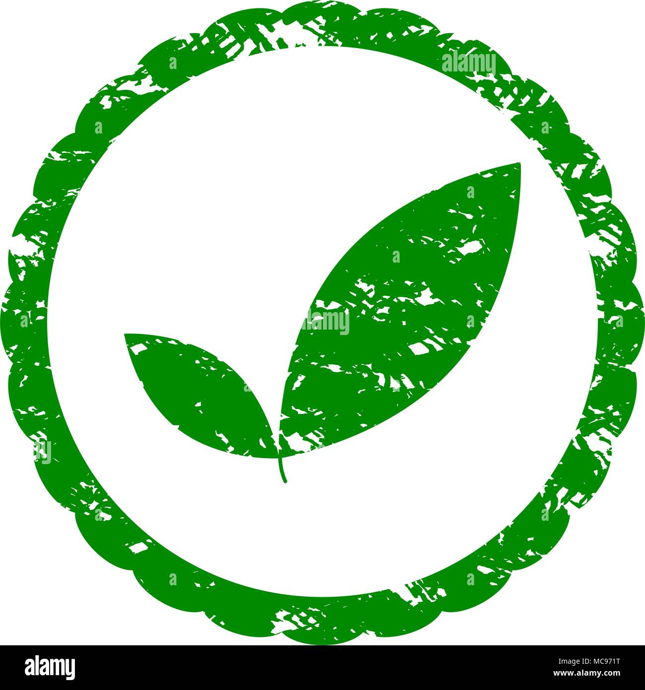 Sello de caucho eco y bio, de hojas verdes. Bio Vector verde hoja de impresión de sello, eco o ilustración orgánica Ilustración del Vector