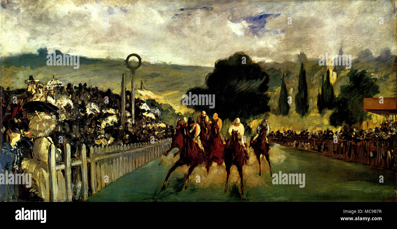 Las carreras de Longchamp, 1864 por Édouard Manet. Foto de stock