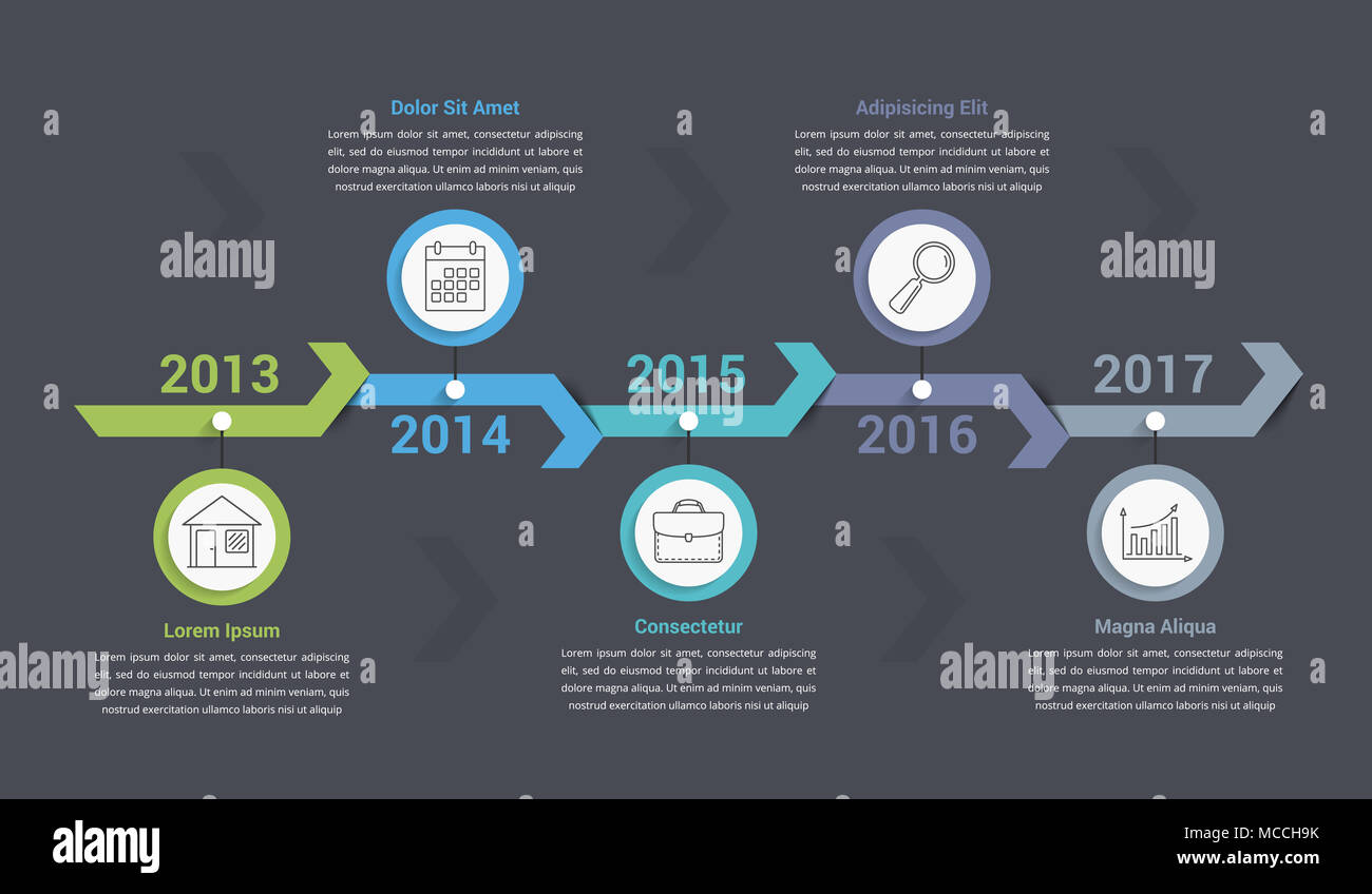 Timeline Infografía Plantilla Con Flechas Flujo O Diagrama De Proceso Pueden Ser Utilizados