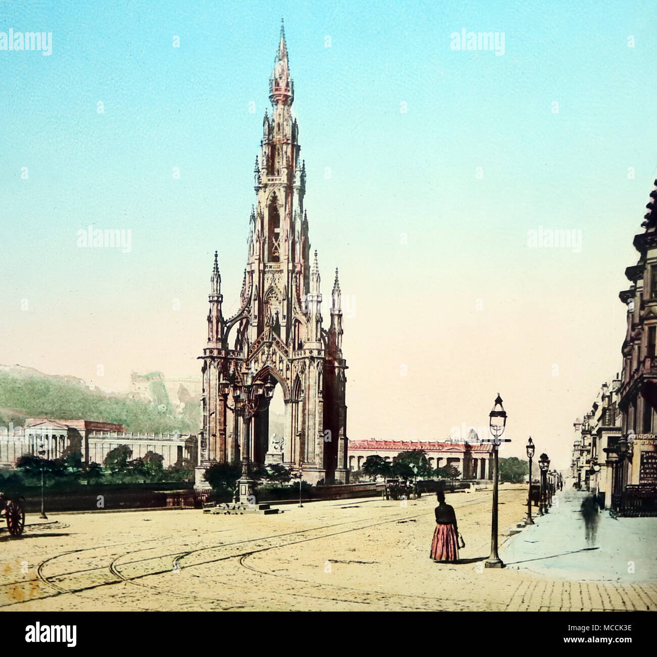 Monumento a Scott, Princes Street, Edimburgo, época victoriana Foto de stock