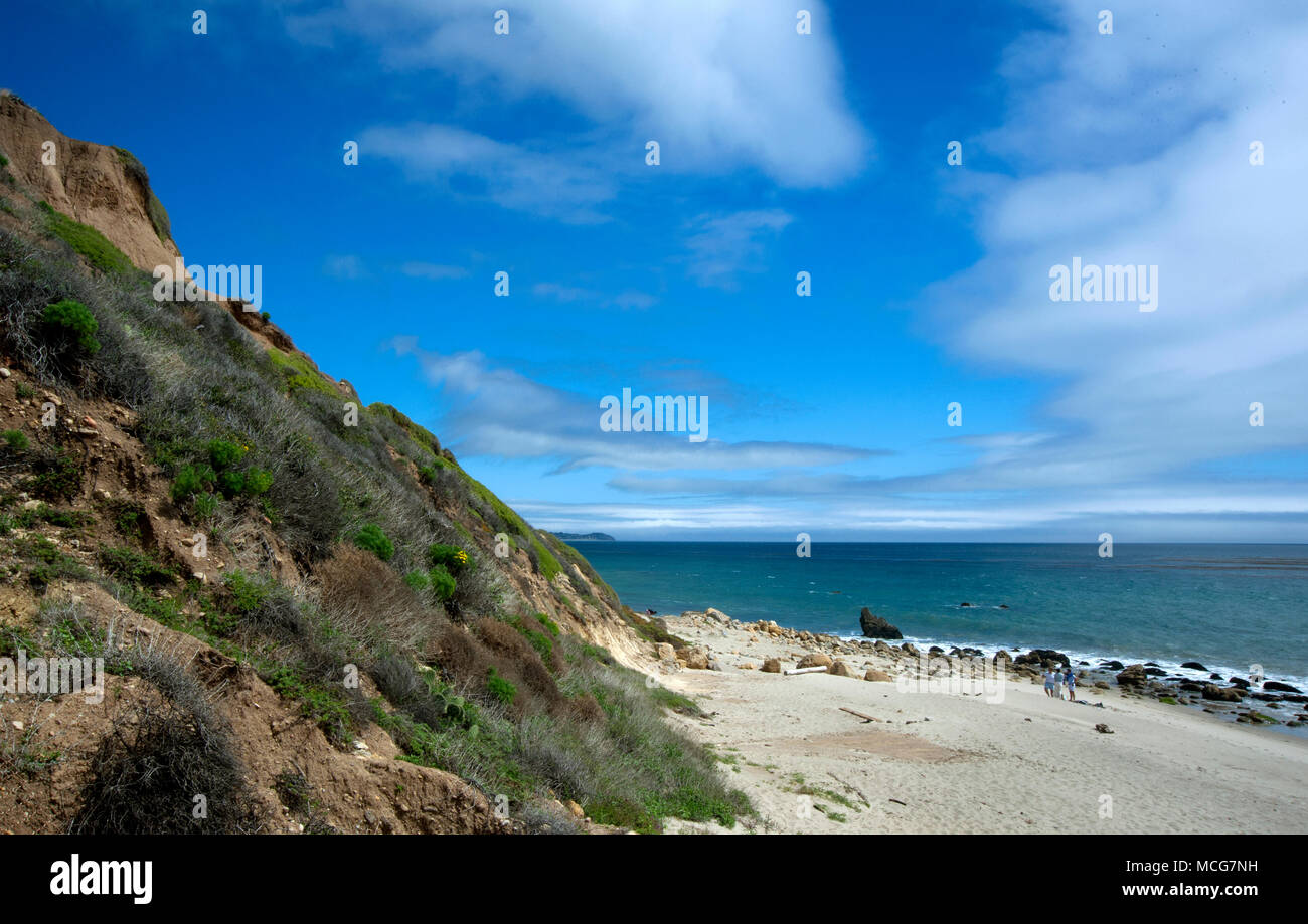 Playa aislada cerca de Malibu, en la costa del sur de California Foto de stock