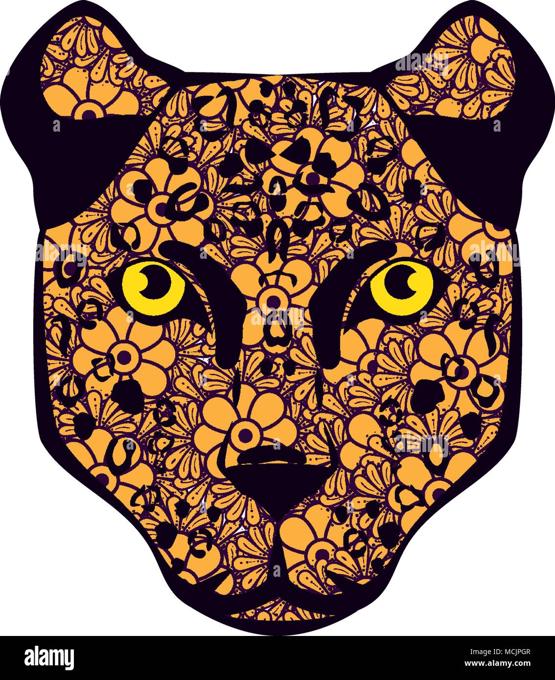 Golden cougar cabeza con patrón mandala diseño ilustración vectorial Imagen  Vector de stock - Alamy