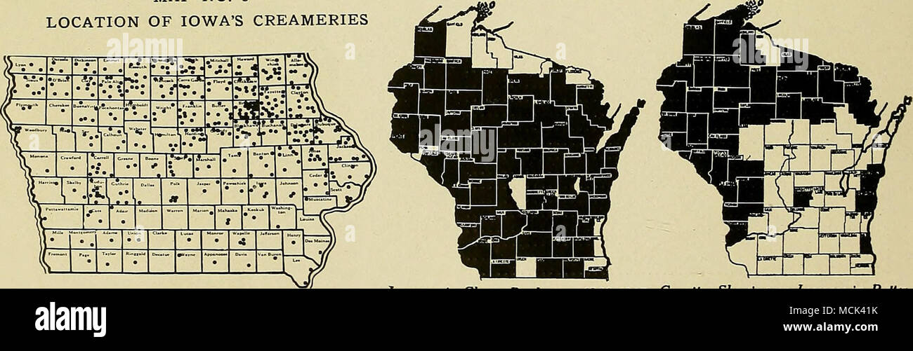 . Del informe del Comisionado de lácteos de Iowa 451 creameries son en gran medida en el norte- ern condados en que FARM, stock &Amp; circula en casa. Co-operative creameries número 251. Las estimaciones de producción se muestran en la página 17. Aumento en la producción de queso de los condados de 1909-1917 muestran un aumento en la producción de mantequilla lácteos 1909-1917 Boletín del Comisario Wisconsin la producción de mantequilla ha aumentado en gran medida en los condados occidentales, donde la comunidad, stock &Amp; circula en casa. El estado en su conjunto obtuvo 665 fabricas de Queso, 1909-1917, y perdió 147 creameries. Granja, STOCK Y HOME es el papel que fundó t Foto de stock