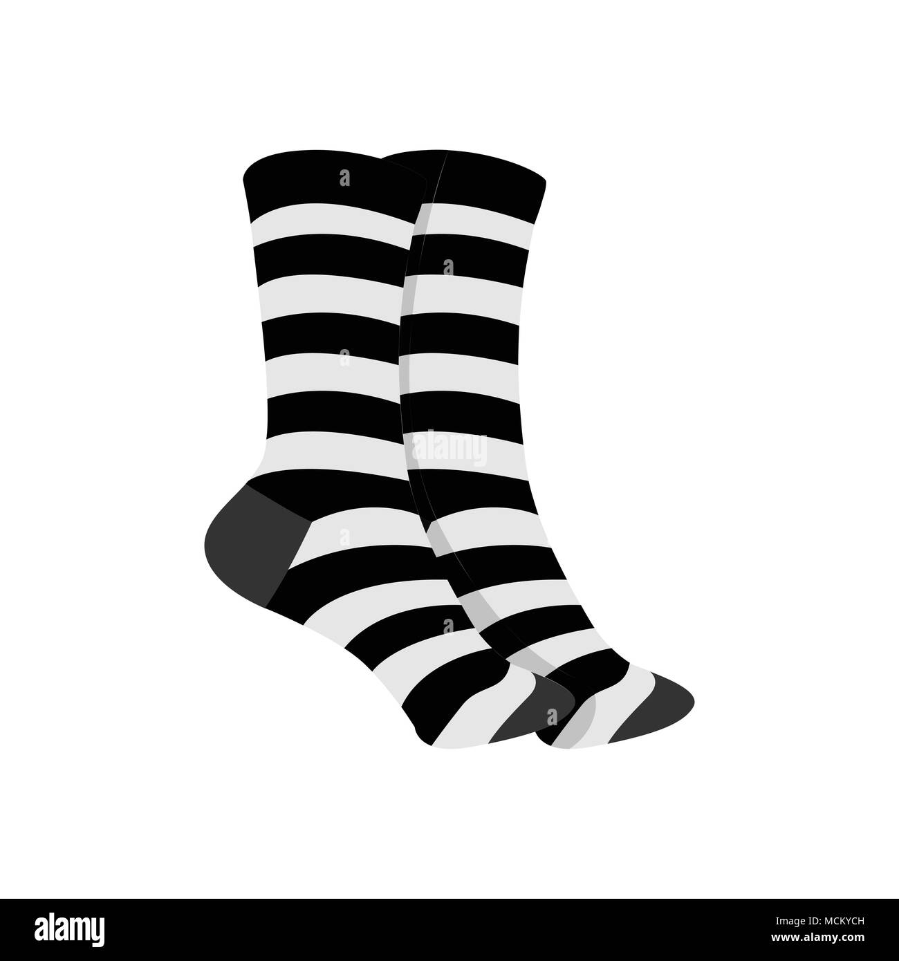 Calcetines a rayas en blanco y negro estilo de moda tema ilustración  vectorial Diseño Gráfico Imagen Vector de stock - Alamy