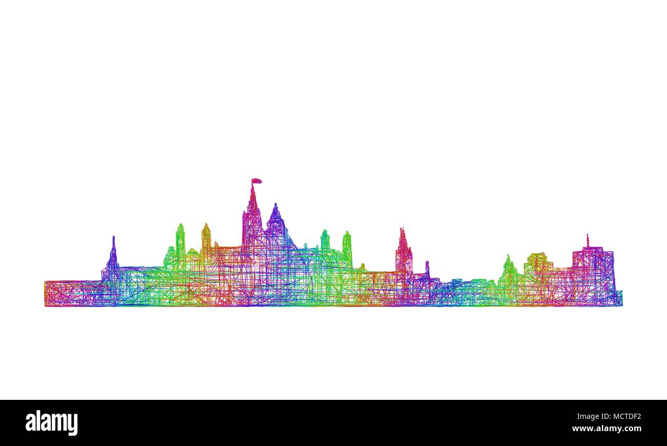 Horizonte de Ottawa silueta - arte de línea multicolor Ilustración del Vector