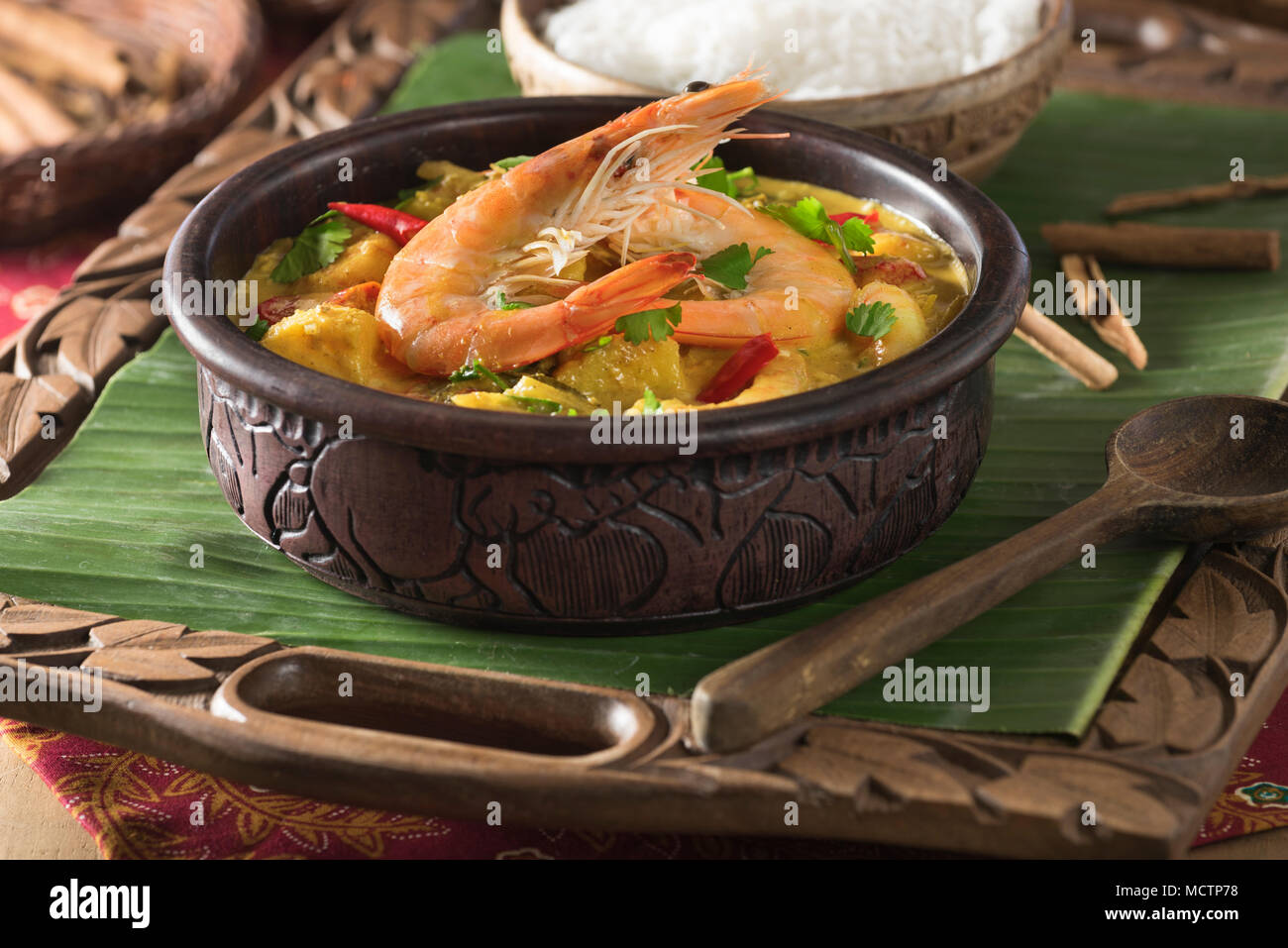Sri Lanka curry de gambas. Sri Lanka alimentos Foto de stock