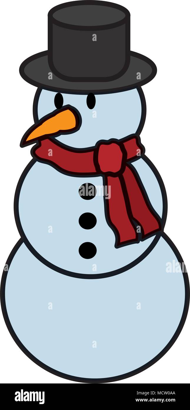 Color muñeco de nieve con sombrero y bufanda en invierno Imagen Vector de  stock - Alamy