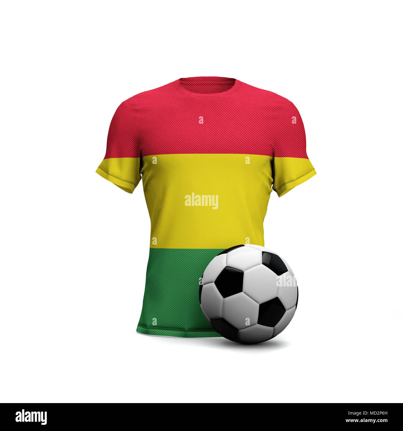 Bolivia fútbol camiseta con bandera nacional y pelota de fútbol. 3D Rendering Foto de stock