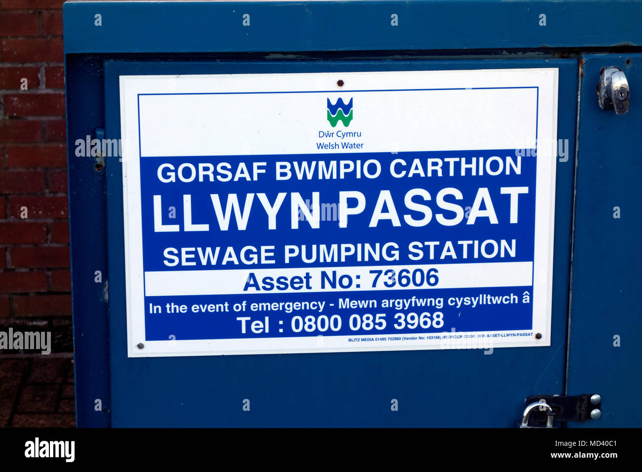 Dwr Cymru llwyn Passat, estación de bombeo de aguas residuales, Penarth, Valle de Glamorgan, Gales del Sur. Foto de stock