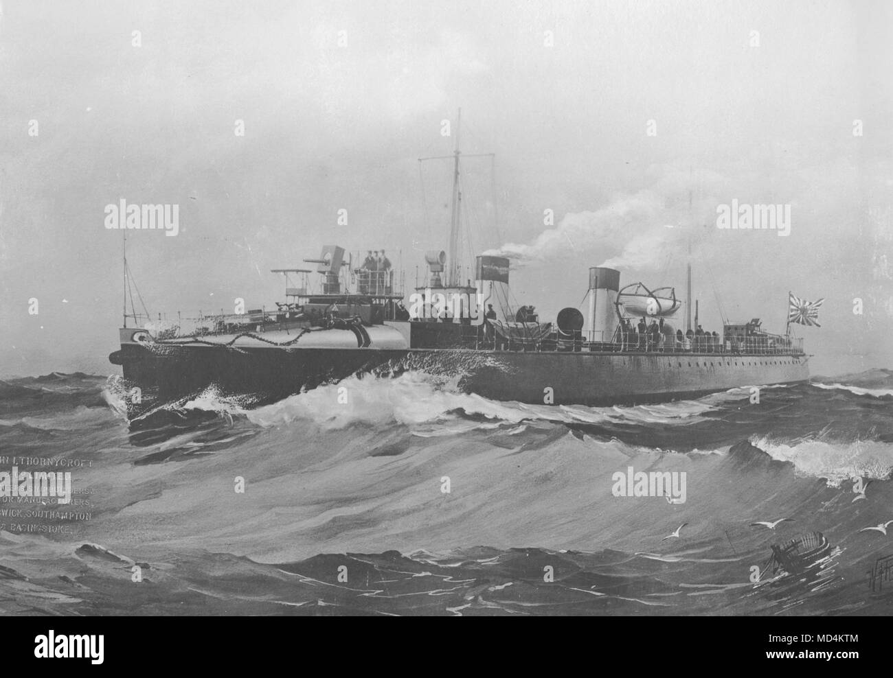 AJAXNETPHOTO. 1900. En el mar. - Destructor imperial japonés USUGUMO - la primera embarcación para alcanzar la velocidad de 31 nudos. Construido por J. THORNYCROFT en 1900. 210 pies de longitud, el desplazamiento de 285 toneladas. Buque tomó parte destacada en el bombardeo de Port Arthur y fue muy elogiado. Foto:VT/AJAXNETPHOTO colección REF:AVL NA USUGUMO VT1990 11 Foto de stock