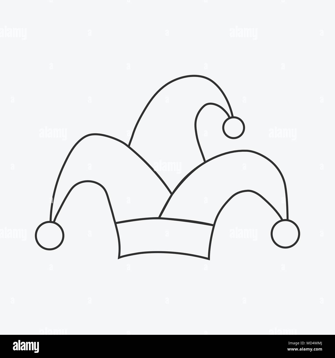 Sombrero de bufón Clown contorno negro plano icono del diseño. Vector eps10  ilustración Imagen Vector de stock - Alamy