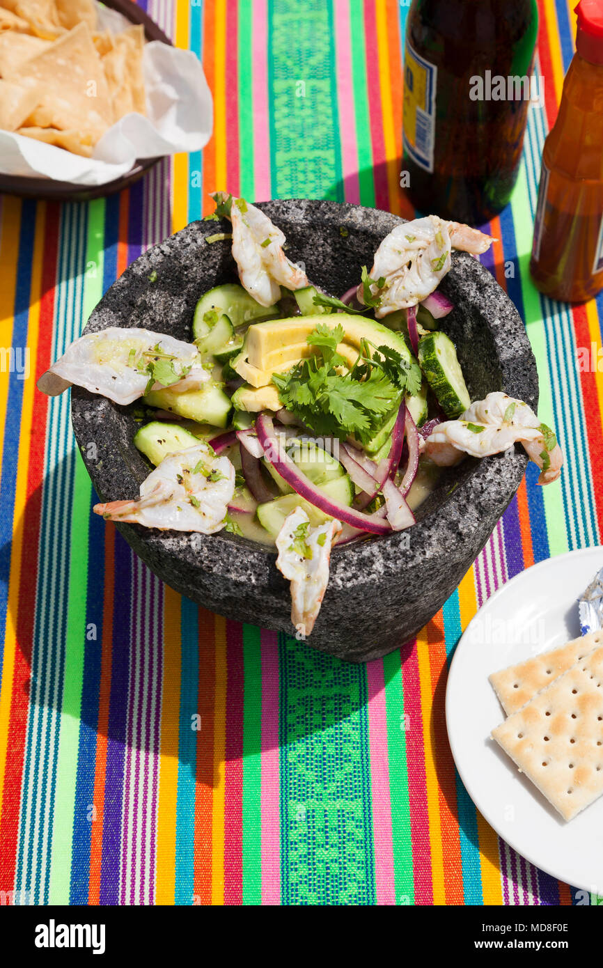 Aguachile (camarones marinados en cal-chile agua) desde Las Palmas  Restaurante, San Francisco, Riviera Nayarit, México Fotografía de stock -  Alamy