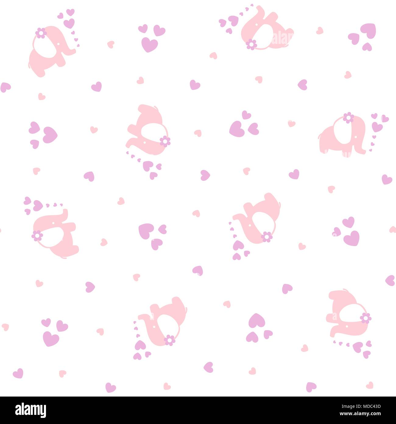 Lindo Bebe Elefante Patron Sin Fisuras Con Corazones Sobre Fondo Blanco Diseno Para Bebe Nina Imagen Vector De Stock Alamy