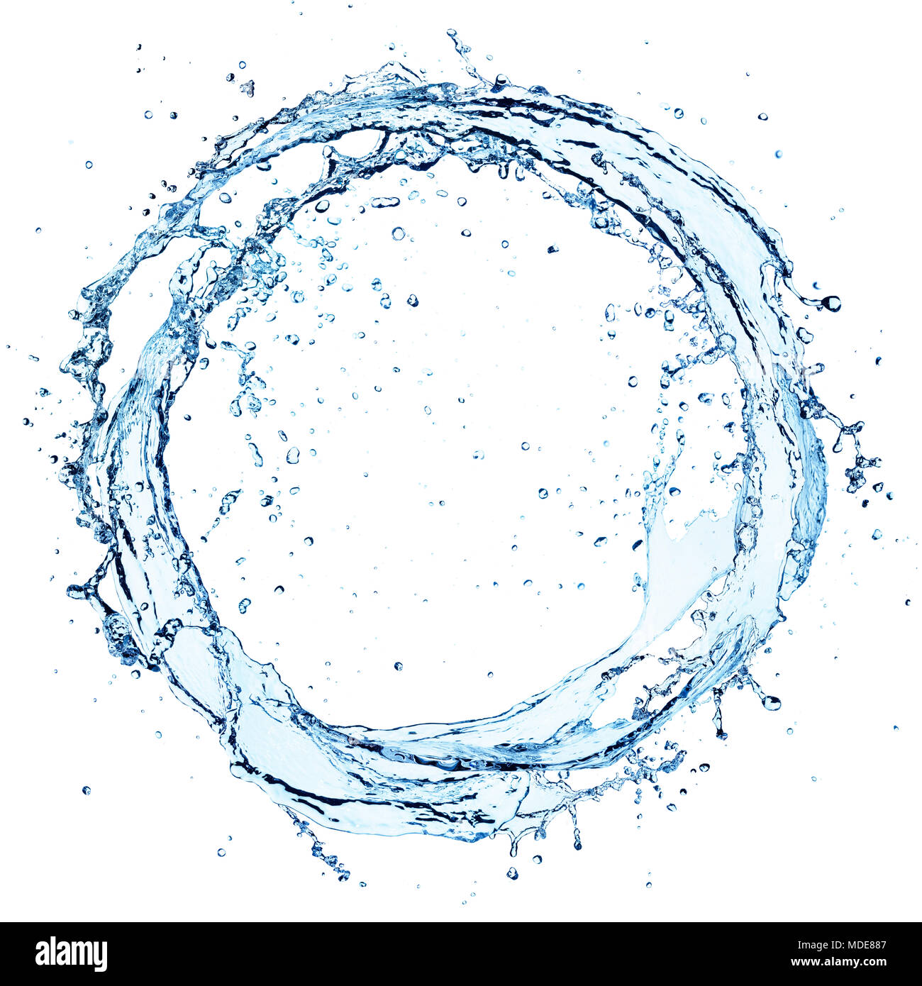 Water Splash en círculo - Forma redonda sobre blanco Foto de stock