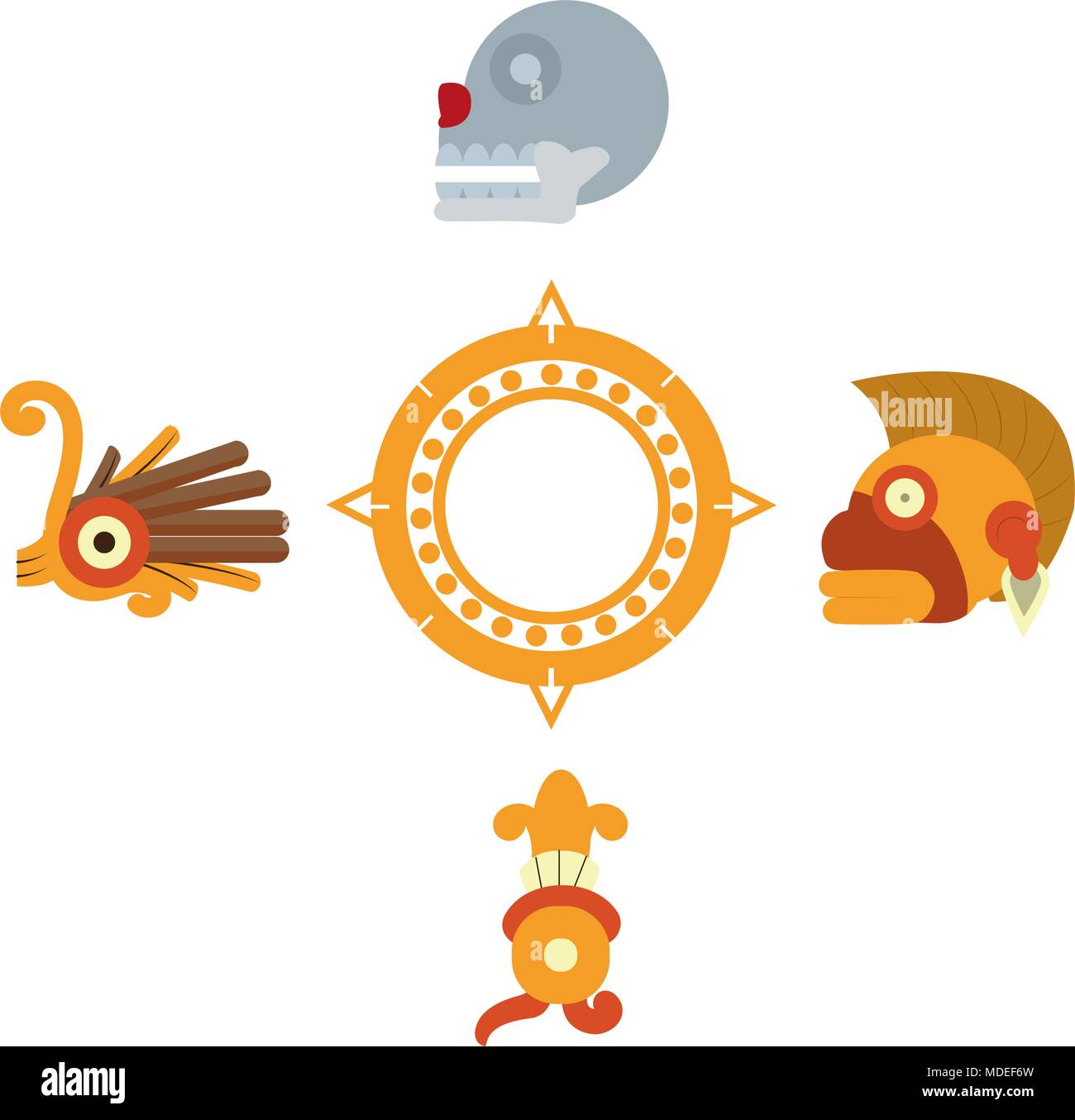 Los símbolos de la cultura tradicional indígena nativo Imagen Vector de