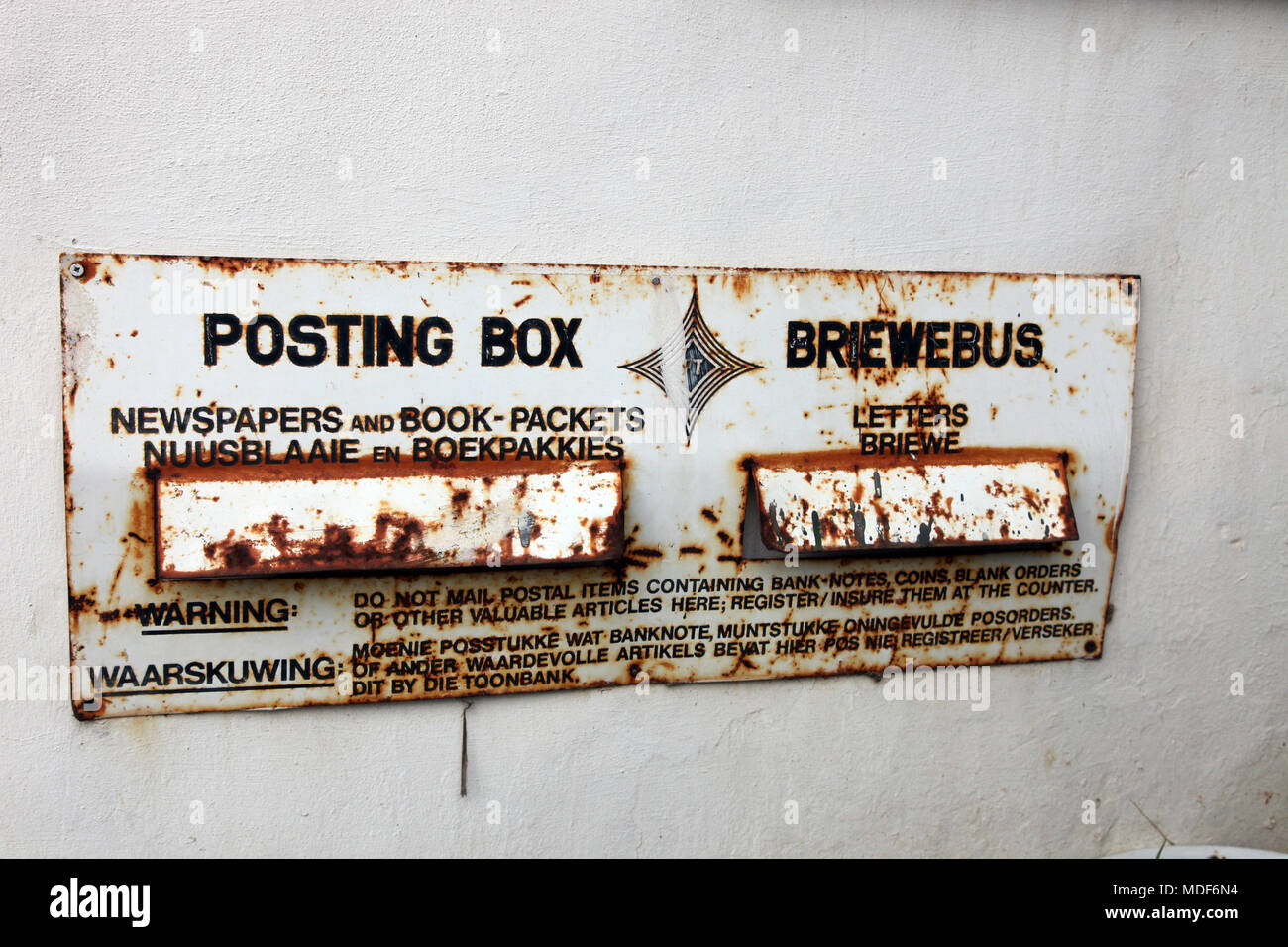 Vintage casilla postal de Sudáfrica muestra en Napier Farm Cala, Western Cape, Sudáfrica Foto de stock
