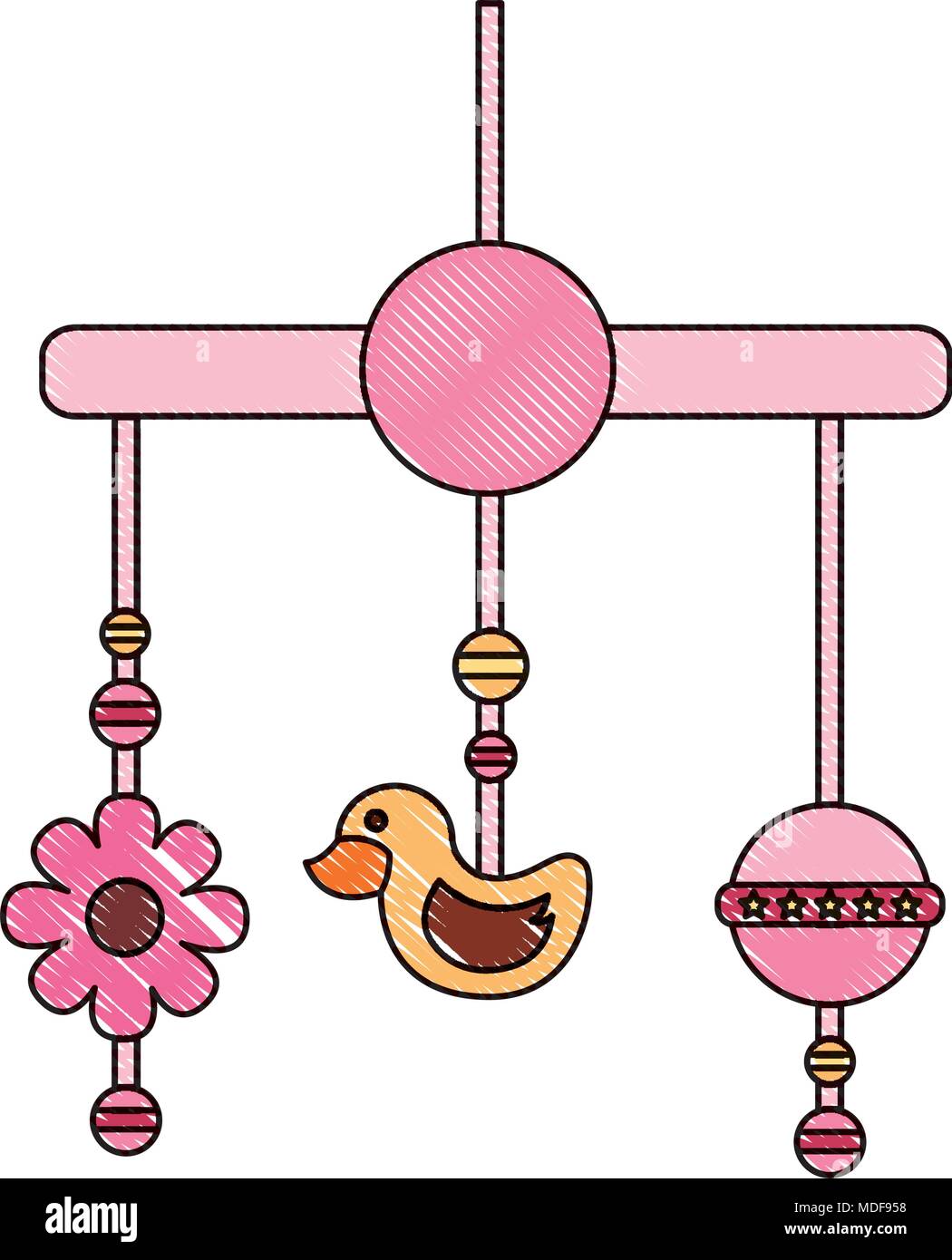 Cuna para bebé juguetes móviles colgantes decoración Imagen Vector de stock  - Alamy