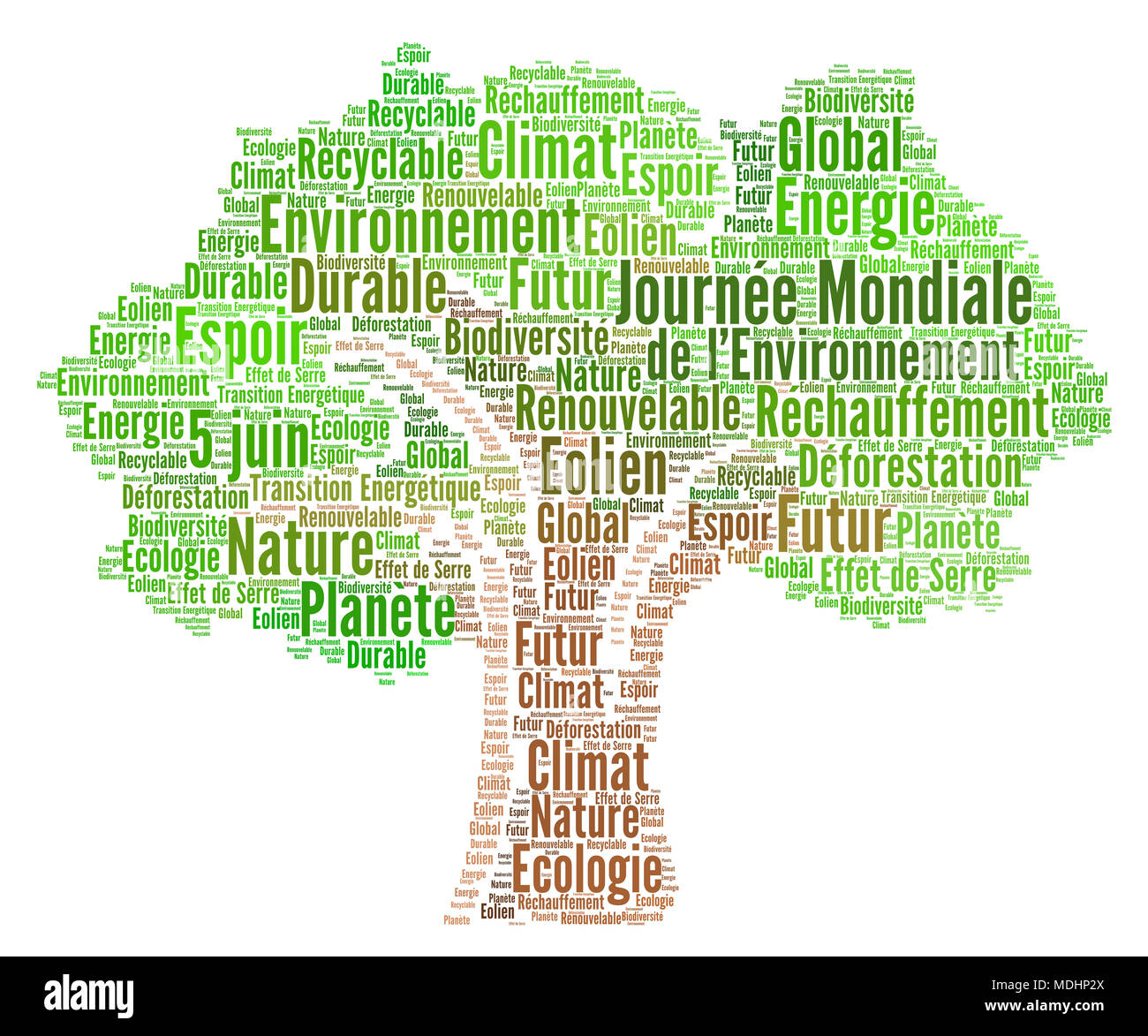 Día mundial del medio ambiente la nube de palabras en francés Fotografía de  stock - Alamy