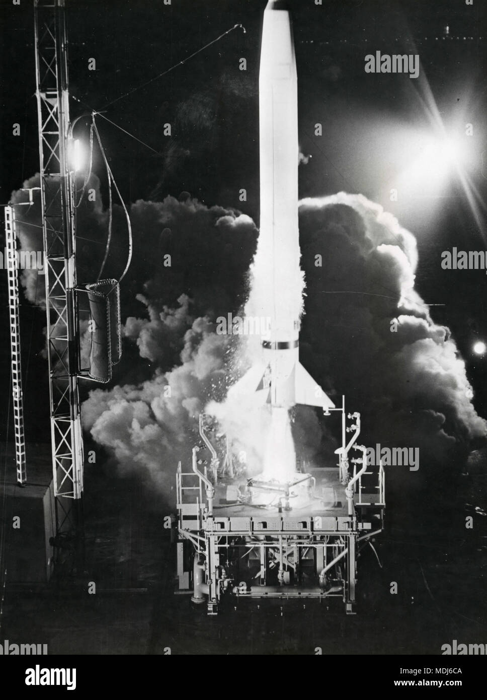 Lanzamiento del cohete Viking 10, Año Geofísico Internacional 1957-1958, Cabo Cañaveral, EE.UU. Foto de stock