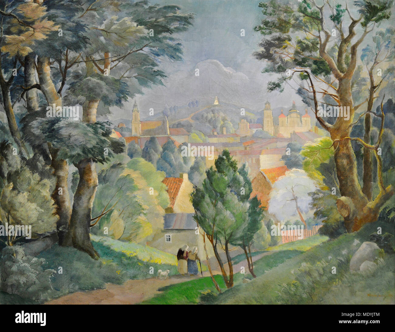 Michal Rouba (1893-1941). Pintor polaco. Panorama de Vilna de Tauras Hill, 1934. Galería Nacional de Arte de Vilnius, Lituania. Foto de stock
